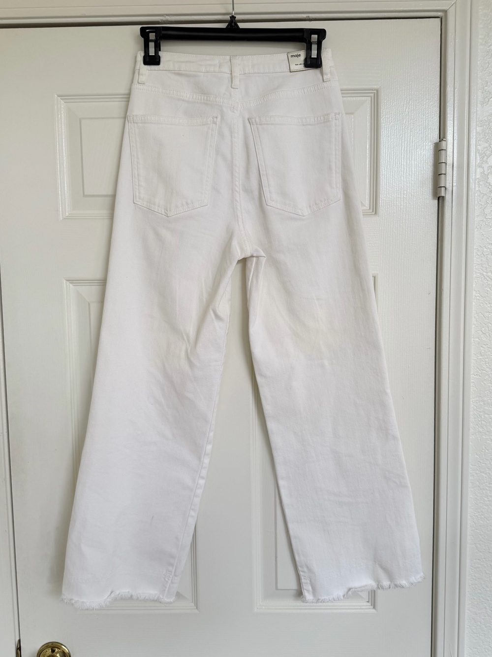 MAJE White Wide Leg High Rise Jeans raw Hem Size 2‎ (34) - Picture 4 of 6
